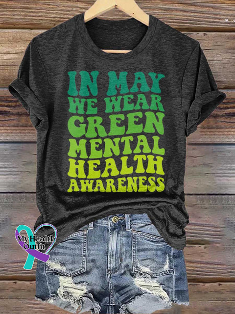 IN MAY WE WEAR GREEN MENTAL HEALTH AWARENESA T-shirt Black / S