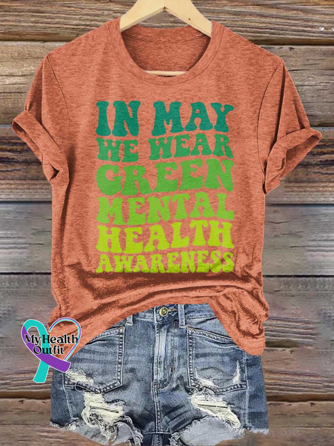 IN MAY WE WEAR GREEN MENTAL HEALTH AWARENESA T-shirt Orange / S