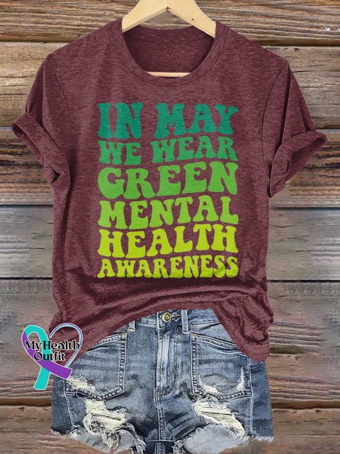 IN MAY WE WEAR GREEN MENTAL HEALTH AWARENESA T-shirt Red / S