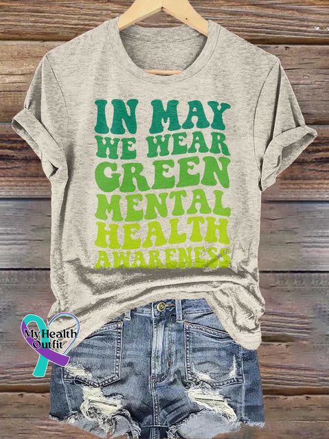 IN MAY WE WEAR GREEN MENTAL HEALTH AWARENESA T-shirt Sand / S