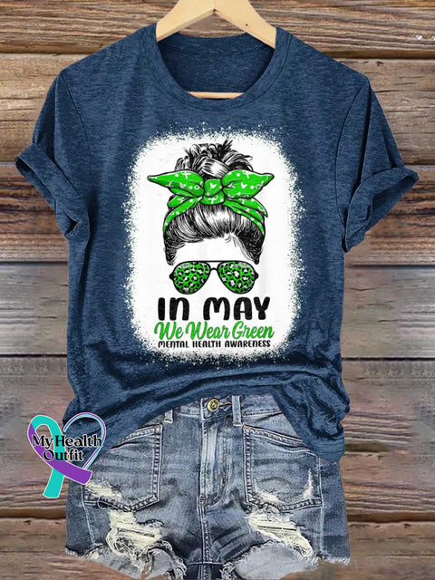 IN MAY We Wear Green Mental Health Awareness T-shirt Blue / S