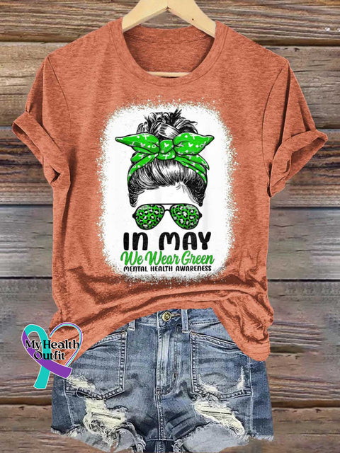IN MAY We Wear Green Mental Health Awareness T-shirt Orange / S