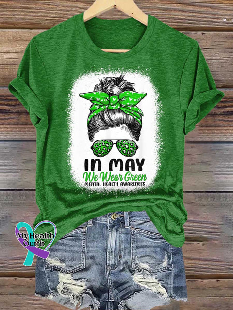 IN MAY We Wear Green Mental Health Awareness T-shirt Green / S