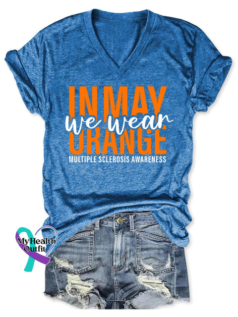 ’In May We Wear Orange’ Multiple Sclerosis Awareness Texts Graphic Printed Women’s Casual