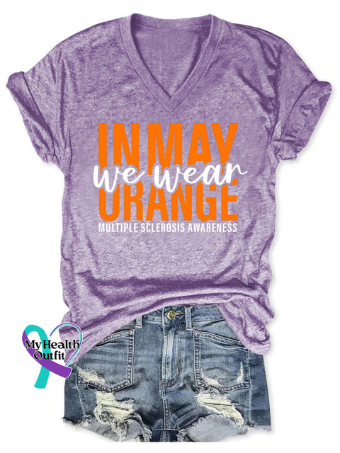 ’In May We Wear Orange’ Multiple Sclerosis Awareness Texts Graphic Printed Women’s Casual