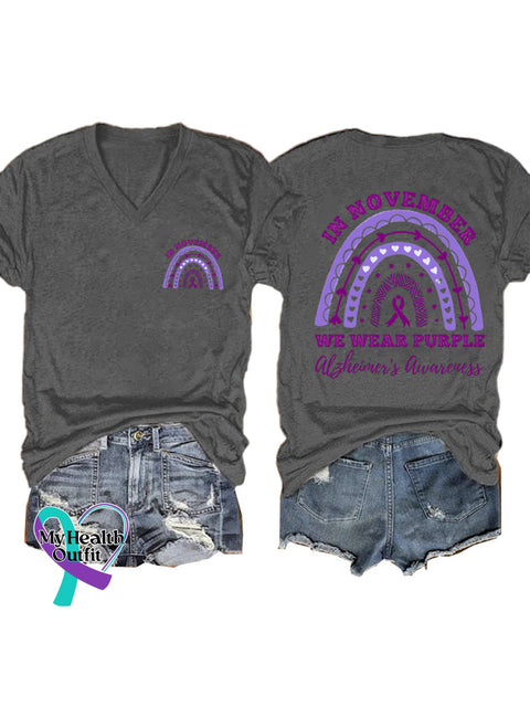 In November We Wear Purple Short Sleeve Casual t-Shirt Grey / S