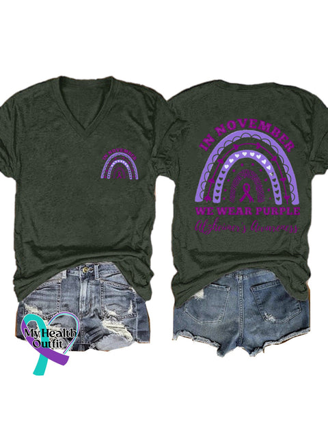 In November We Wear Purple Short Sleeve Casual t-Shirt OliveGreen / S