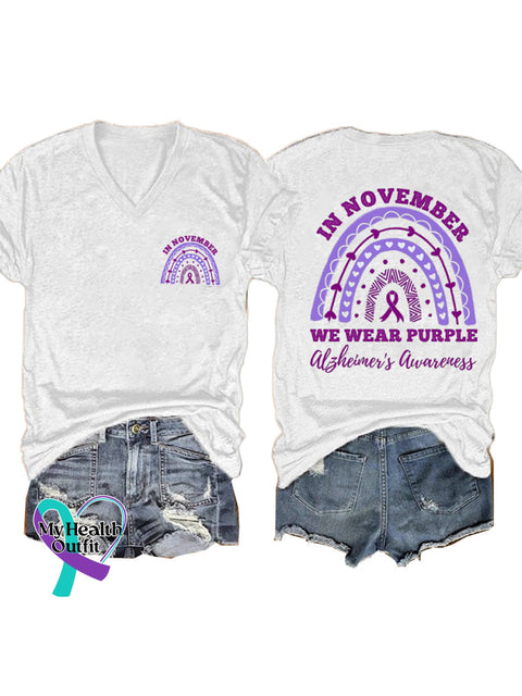 In November We Wear Purple Short Sleeve Casual t-Shirt White / S