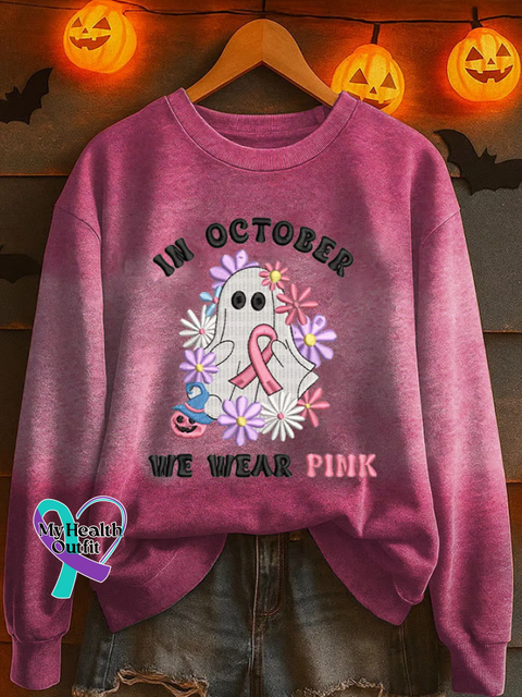 IN OCTOBER WE WEAR PINK Breast Cancer Awareness Sweatshirt Multicolor / S