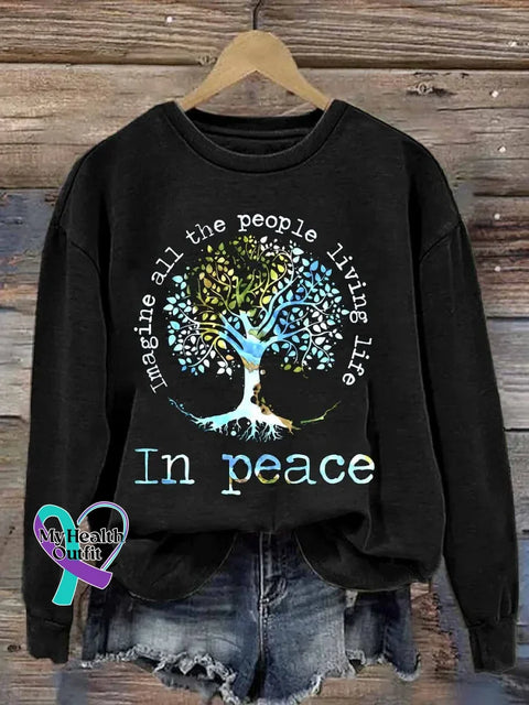 In Peace Art Print Casual Sweatshirt Black / S