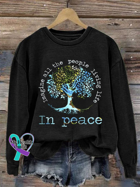 In Peace Crew Neck Long Sleeve Sweatshirt Black / S