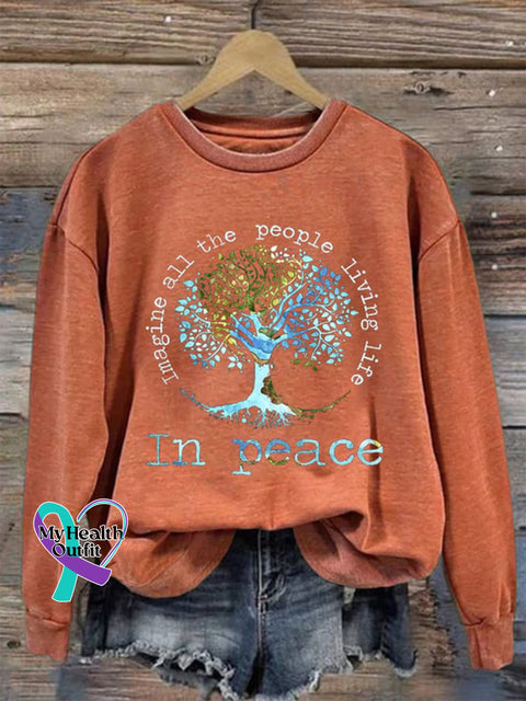 In Peace Crew Neck Long Sleeve Sweatshirt Orange / S