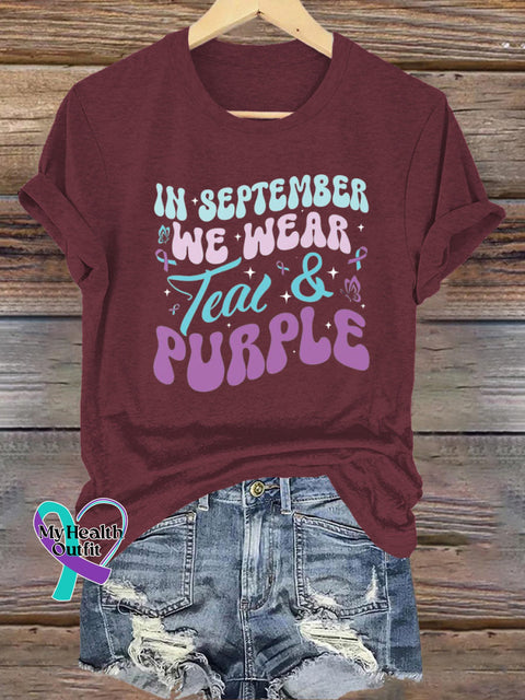 In September We Wear Purple Short-Sleeved Casual t-Shirt Claret / S