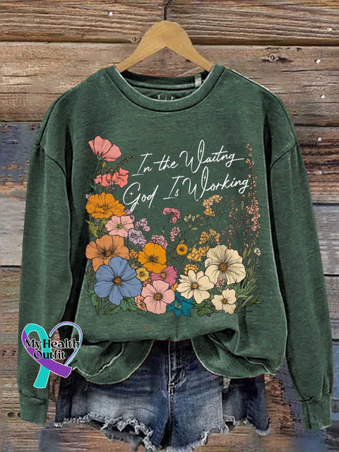 In The Waitng God Is Working Casual Sweatshirt Green / S