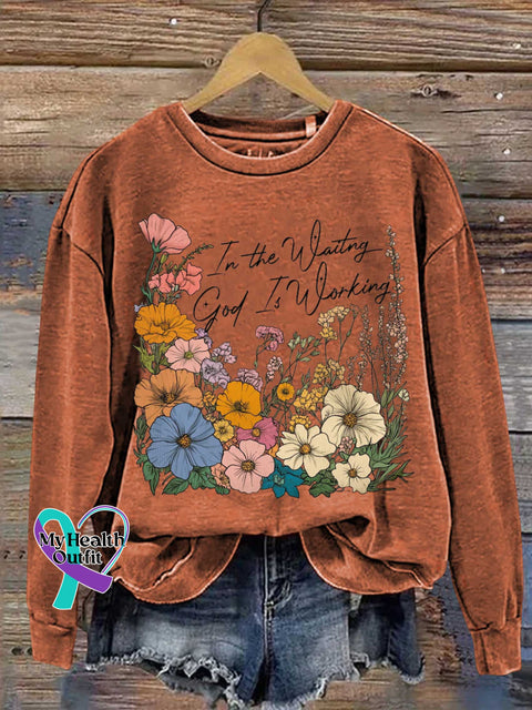 In The Waitng God Is Working Casual Sweatshirt Orange / S