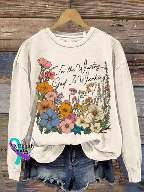 In The Waitng God Is Working Casual Sweatshirt White / S