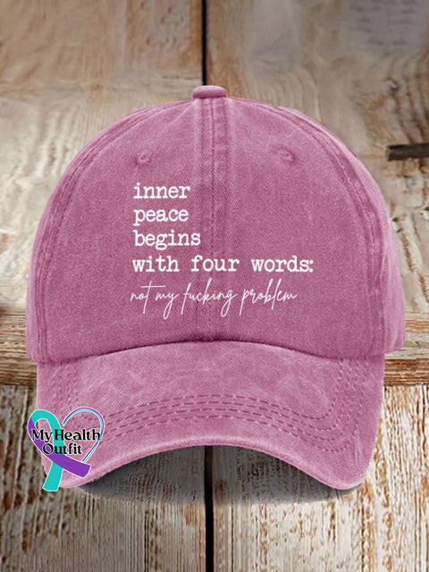 Inner Peace Begins With Four Words Print Baseball Cap Pink / One-Size