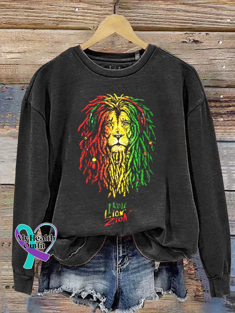 Iron Lion Zion Retro Reggae Casual Sweatshirt Multicolor / S