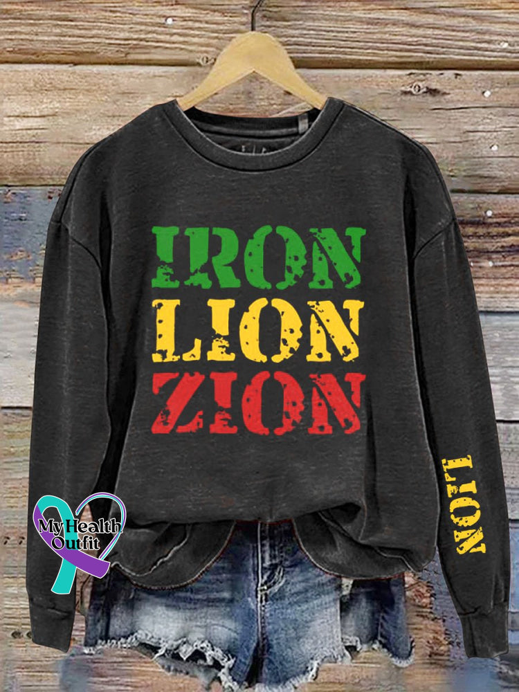 Iron Lion Zion Retro Reggae Casual Sweatshirt Multicolor / S