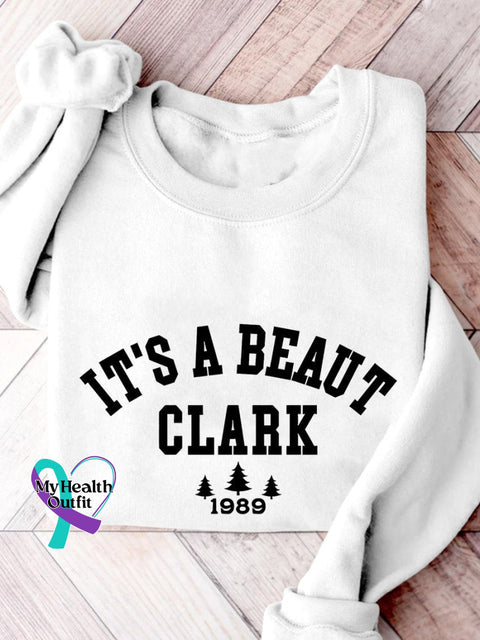It’s A Beaut Clark Funny Christmas Print Casual Sweatshirt White / S