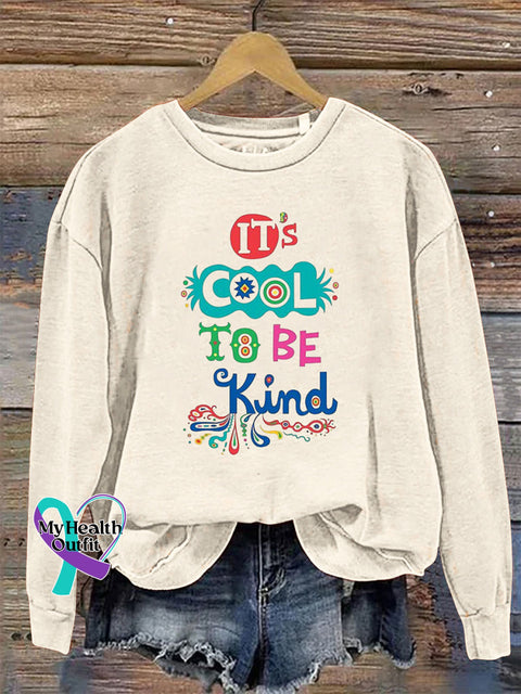 It’s Cool To Be Kind Crew Neck Long Sleeve Sweatshirt Beige / S