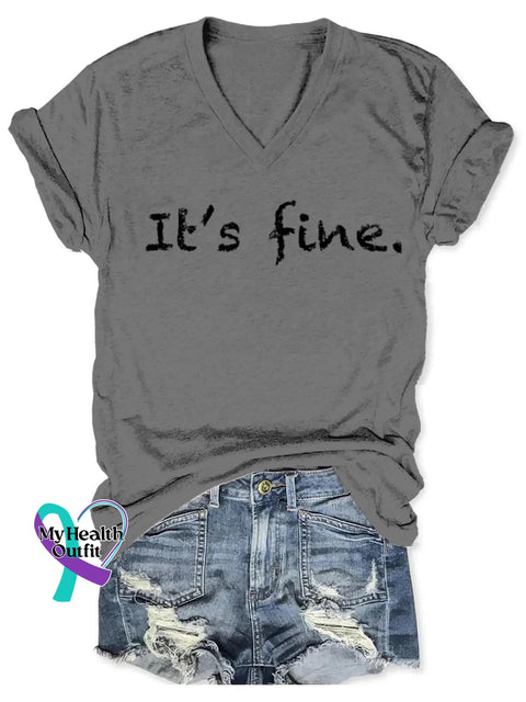 It’s Fine Art V-neck Casual T-Shirt Grey / S