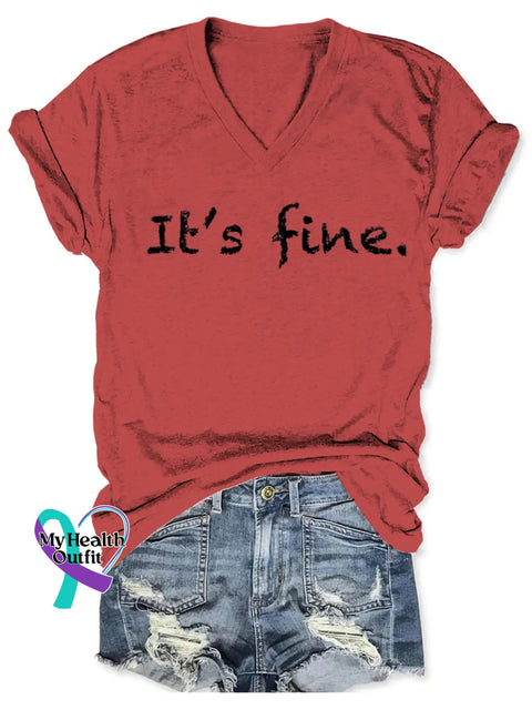 It’s Fine Art V-neck Casual T-Shirt Red / S