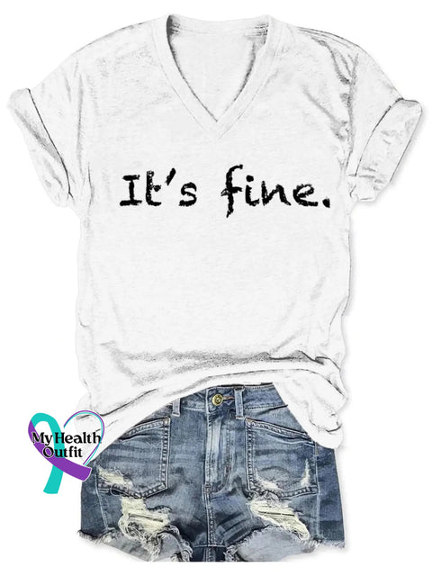 It’s Fine Art V-neck Casual T-Shirt White / S