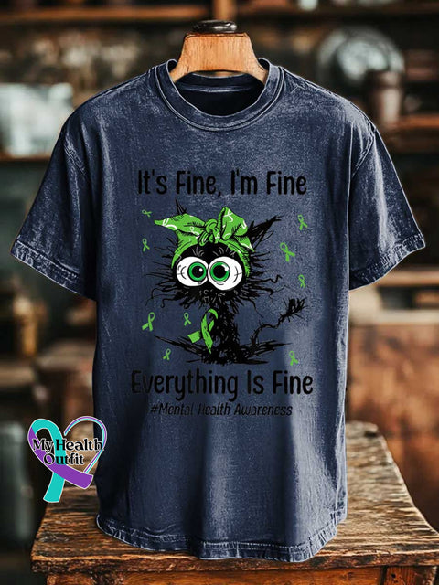 It’s Fine I’m Fine Everything Is Fine #Mental Health Awareness T-shirt Blue / S