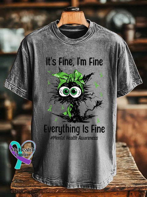It’s Fine I’m Fine Everything Is Fine #Mental Health Awareness T-shirt Grey / S