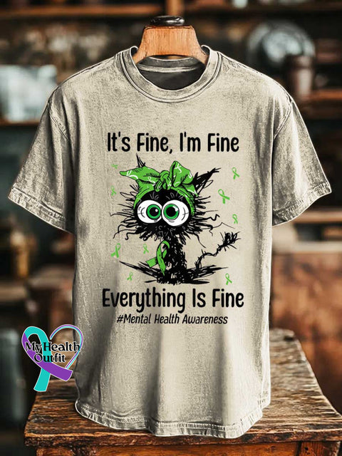 It’s Fine I’m Fine Everything Is Fine #Mental Health Awareness T-shirt Sand / S