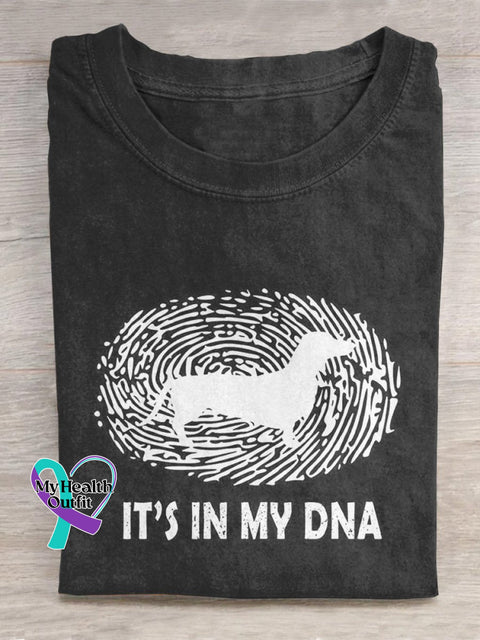 ’It’s In My Dna’ Dachshund Puppy Lover Statement Slogan Printed T-Shirt Black / S