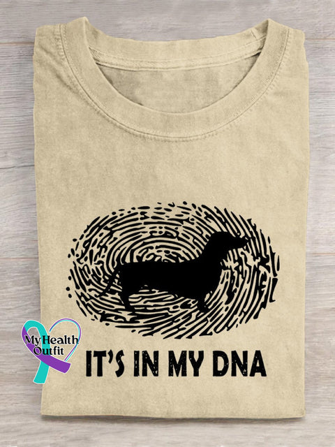 ’It’s In My Dna’ Dachshund Puppy Lover Statement Slogan Printed T-Shirt Sand / S
