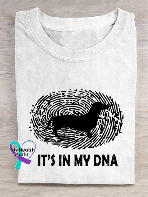 ’It’s In My Dna’ Dachshund Puppy Lover Statement Slogan Printed T-Shirt White / S