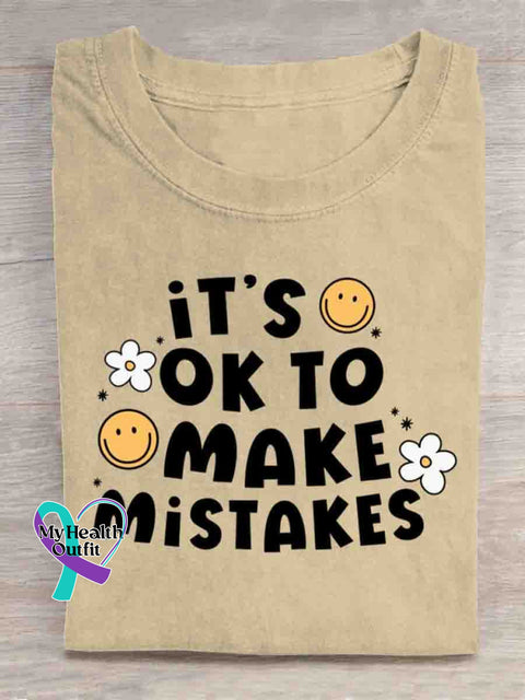 It’s Ok To Make Mistakes Mental Health Awareness Art T-shirt Apricot / S