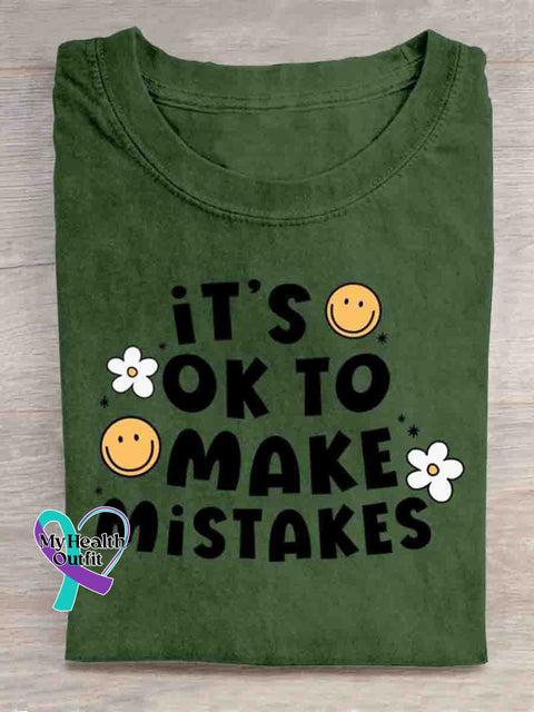 It’s Ok To Make Mistakes Mental Health Awareness Art T-shirt Green / S