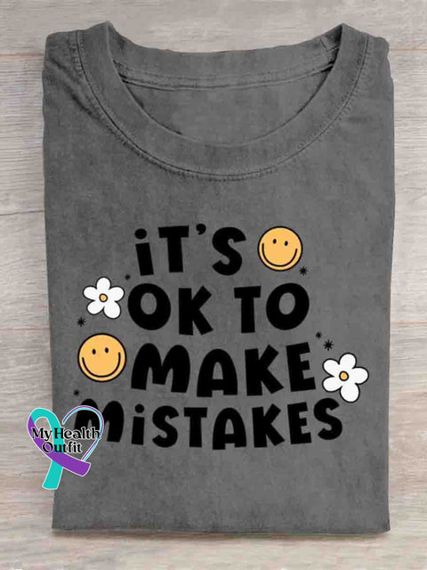 It’s Ok To Make Mistakes Mental Health Awareness Art T-shirt Grey / S