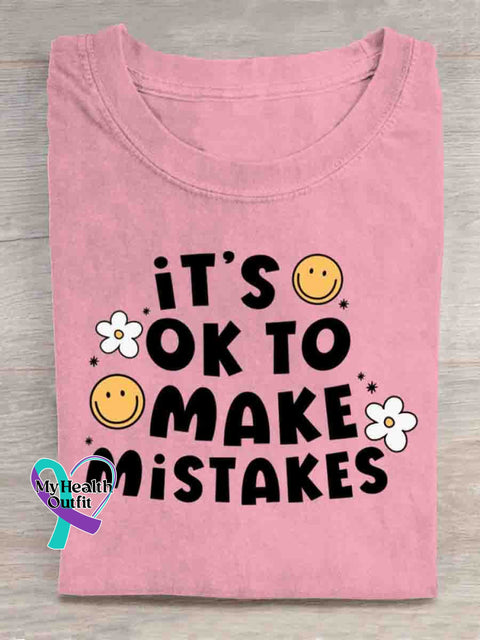 It’s Ok To Make Mistakes Mental Health Awareness Art T-shirt LightPink / S