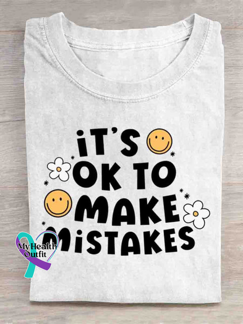 It’s Ok To Make Mistakes Mental Health Awareness Art T-shirt White / S