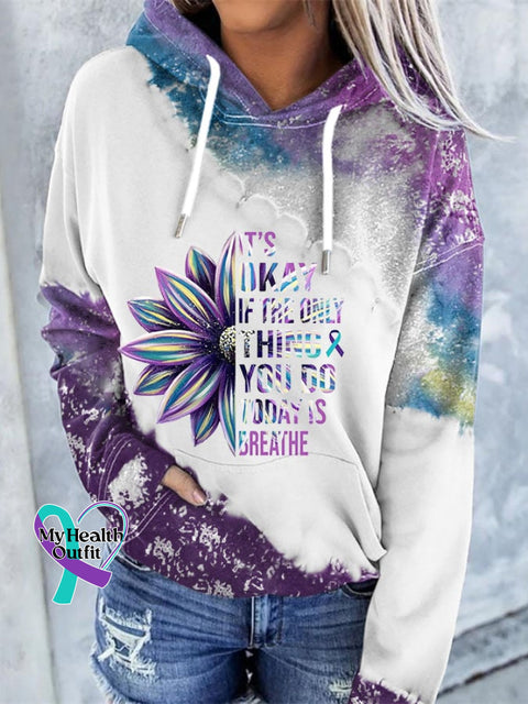 It’s Okay If The Only Thing You Do Today Is Breathe Sunflower Print Long Sleeve Hoodie Multicolor