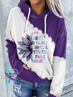 It’s Okay If The Only Thing You Do Today Is Breathe Sunflower Print Long Sleeve Hoodie Purple / S