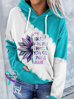 It’s Okay If The Only Thing You Do Today Is Breathe Sunflower Print Long Sleeve Hoodie Teal / S