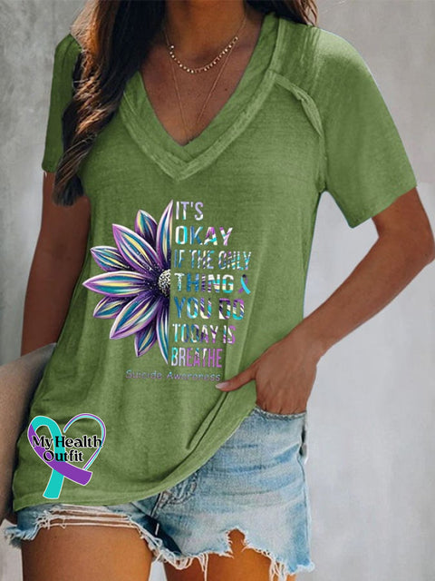 It’s Okay If The Only Thing You Do Today Is Breathe T-Shirt Green / S