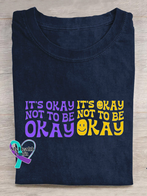 It’s Okay Not To Be Okay Printed Casual Crew Neck Short Sleeve T-Shirt NavyBlue / S