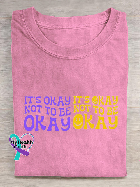 It’s Okay Not To Be Okay Printed Casual Crew Neck Short Sleeve T-Shirt Pink / S