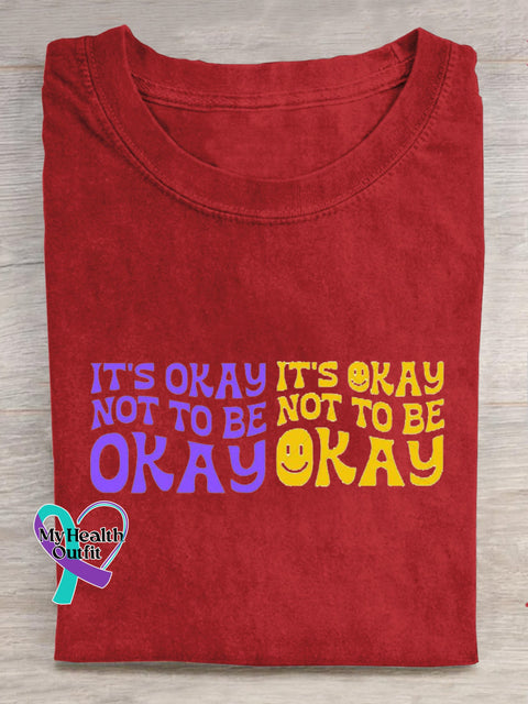It’s Okay Not To Be Okay Printed Casual Crew Neck Short Sleeve T-Shirt Red / S