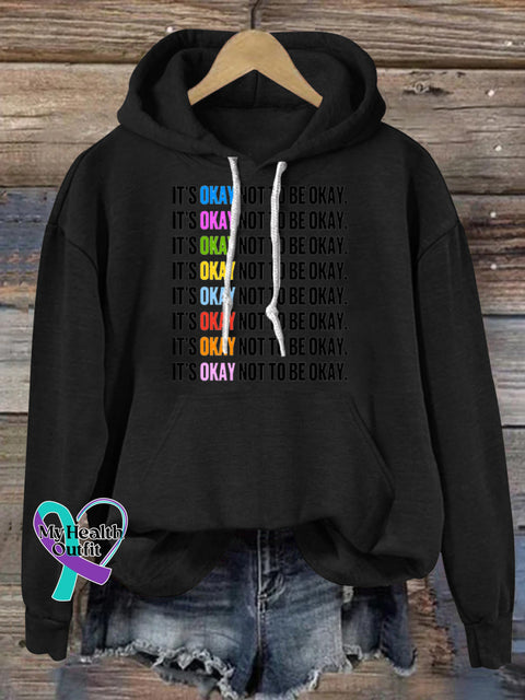 It’s Okay Not To Be Okay Printed Casual Hoodie Black / S