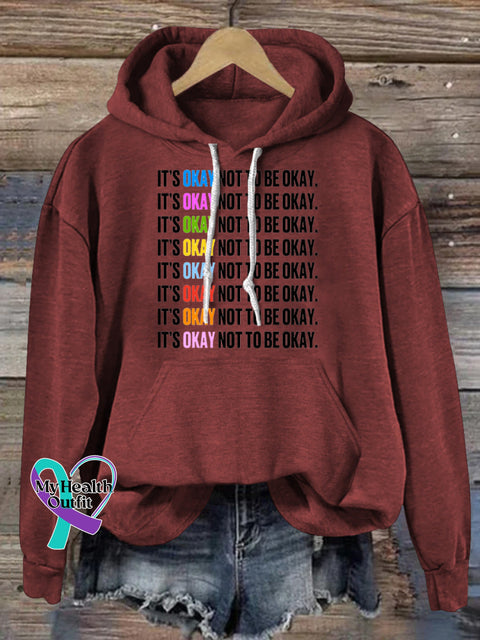 It’s Okay Not To Be Okay Printed Casual Hoodie Brown / S