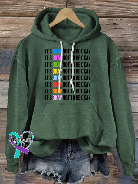 It’s Okay Not To Be Okay Printed Casual Hoodie Green / S