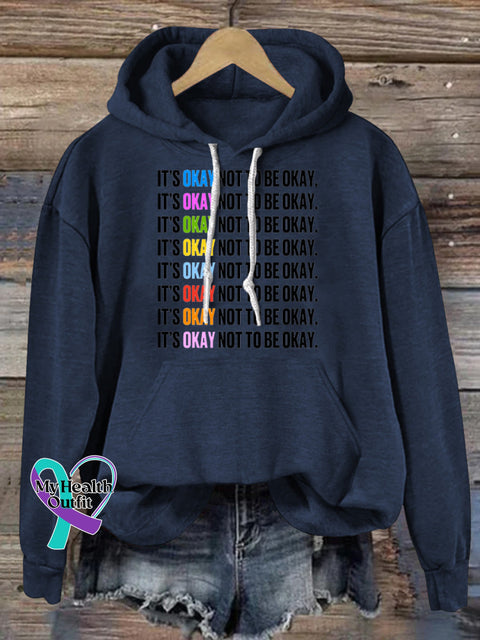 It’s Okay Not To Be Okay Printed Casual Hoodie NavyBlue / S